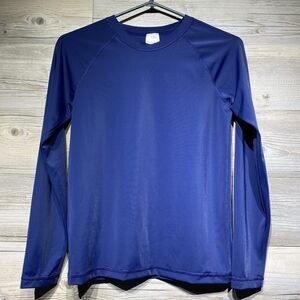 Hanna Andersson Boys Rash Guard Top Navy Blue Long Sleeve Size 12 150cm Stretch